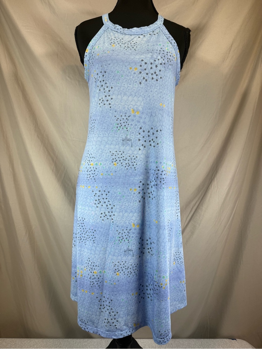 Guy Harvey Fish Scale Racerback Midi Dress Blue - Small